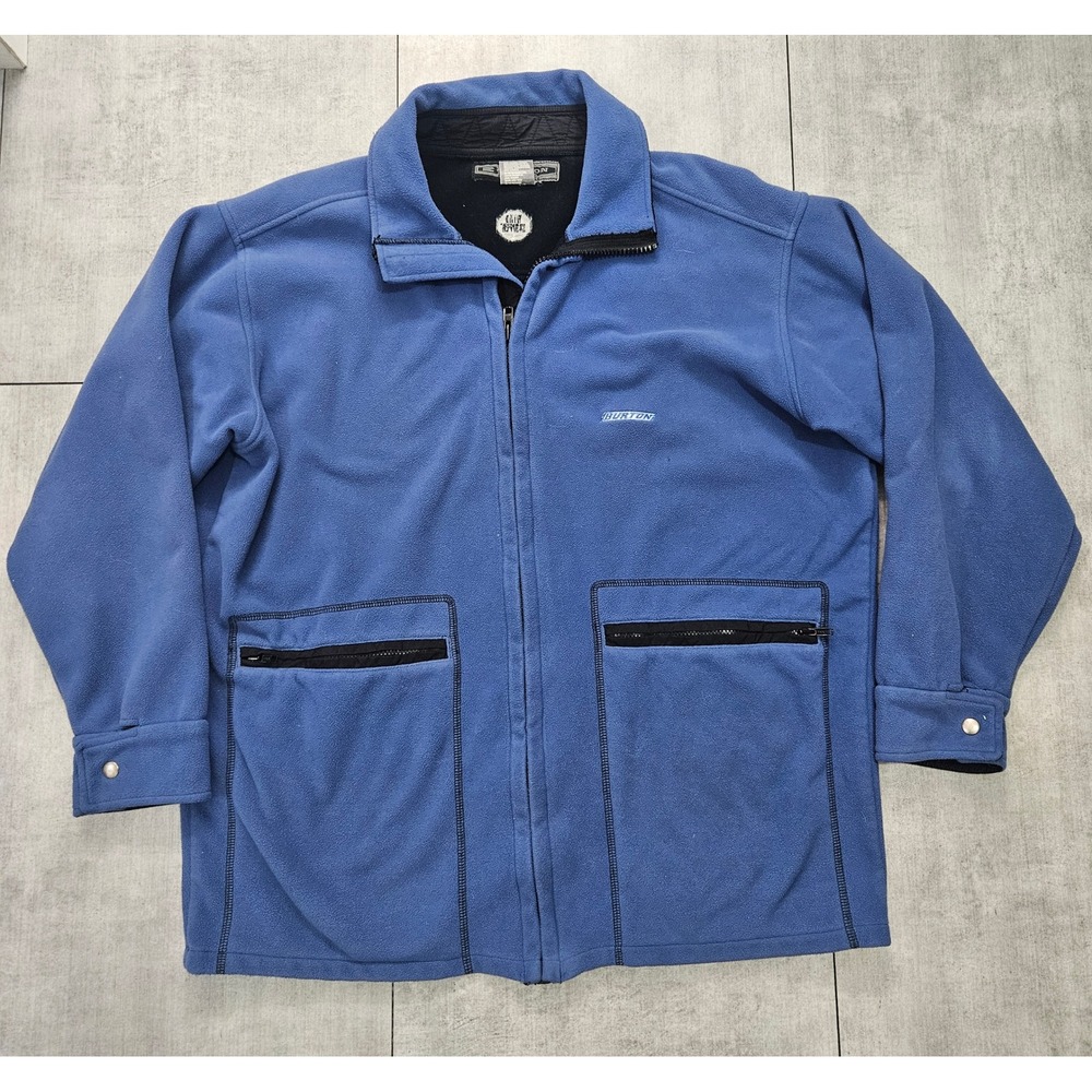 Vintage Burton Snowboards Mens Windstopper Fleece Jacket Blue Full Zip Large